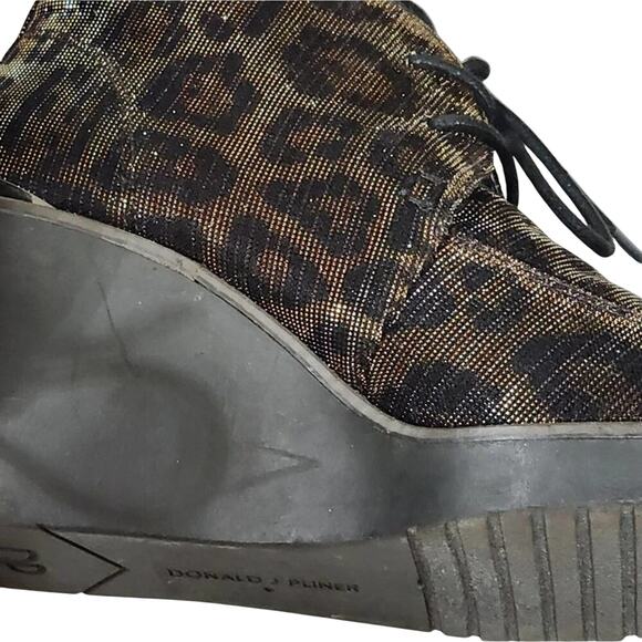 Donald Pliner Dakota Shimmer Womens Leopard Print Lace Up Wedges Size US 6 M - Picture 7 of 13